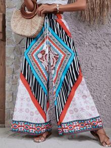 Breezaya Women's Geometric Pattern Wide Leg Pants Fall Cloth For Women - Multicolor - View 5