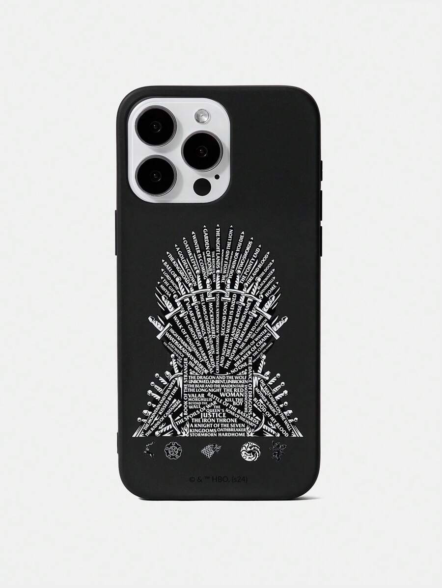 Game of Thrones X SHEIN 字母图形黑色手机壳 - 黑色 - 查看 1