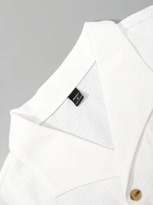 Manfinity Homme 男士純色短袖上衣+短褲套裝 - 白色 - 查看 7