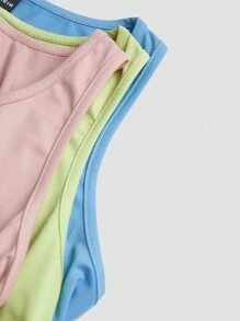 Flirla Conjunto De Vestido De Tres Colores De Estilo De Chaleco De Cuello Redondo Hueco Para Mujeres