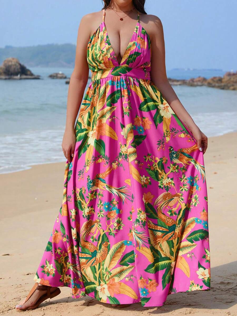 SHEIN VCAY 大尺碼露背連衣裙 - 彩色 - 查看 1