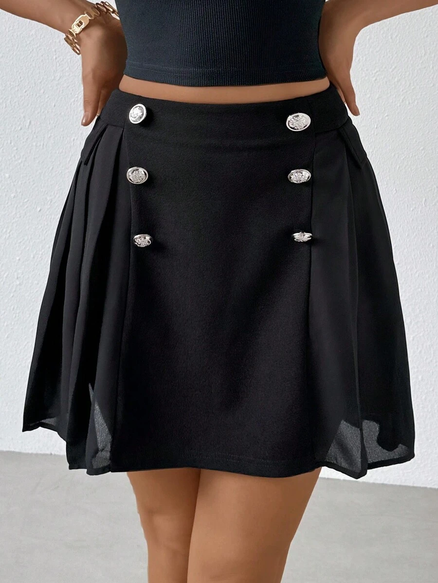 SHEIN Privé Women Black Skirt For Summer
