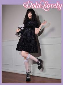 Dola Lovely Tie Leg Chunky Heeled Women's Mary Jane - Black - View 2