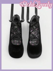 Dola Lovely Tie Leg Chunky Heeled Women's Mary Jane - Black - View 8