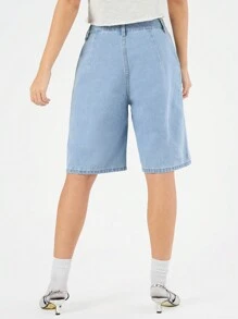 Forever 21 Pantalones Cortos De Mezclilla Desgastados Para Mujer - Celeste - Ver 2