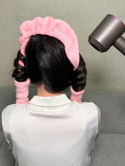 DAZY Pink Coral Fleece Bunny Ear Hair Curler