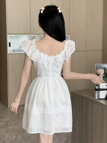 DAZY Women's Cap Sleeve Cinched Waist Dress, Birthday Prom Dress Sundress,Casual Women Dresses Elegant Women Dresses - Beige - View 2