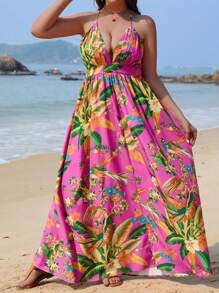 SHEIN VCAY 大尺碼露背連衣裙 - 彩色 - 查看 4