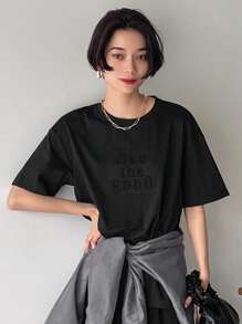 FRIFUL 女士标语印花圆领 T 恤 See The Good - 黑色 - 查看 4