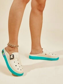 Của phụ nữ Một nửa Dép đi trong nhà Với Chống trượt Và Thiết kế rỗng , 2024 Mùa hè Mới Bộ sưu tập Đối với Đi ra ngoài - màu xanh lá - Xem 5