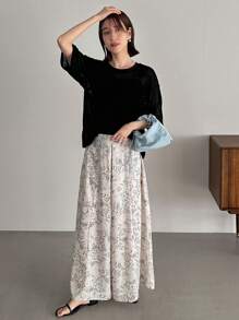 FRIFUL Ladies' Hollow Out & Drop Shoulder Top - Black - View 2