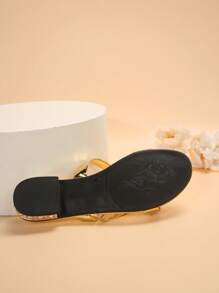 Women's Flat Summer Slippers With Rhinestones And Glitters, Two Wearing Styles Both As Outdoor & Indoor Shoes