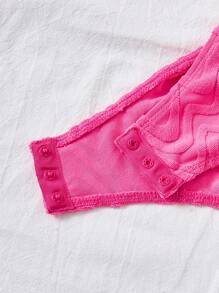 Soleia Plus Size Solid Color Textured Twist Knot Detail Cami Bodysuit - Hot Pink - View 5