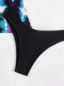 SHEIN Swim Women's One Shoulder Tie Dye Tankini Set, Vacation Swimwear Summer - Multicolor - View 7