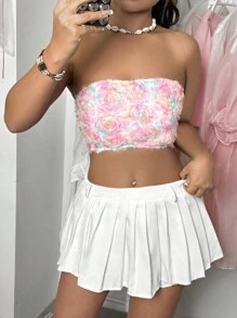SHEIN Unity Của phụ nữ Áo không dây Với 3D Hoa Đồ trang trí - Nhiều màu - Xem 5