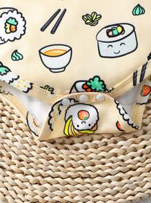 Baby Boy Full Print Short Sleeve Bodysuit With Food Pattern - Multicolor - View 5