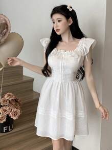 DAZY Women's Cap Sleeve Cinched Waist Dress, Birthday Prom Dress Sundress,Casual Women Dresses Elegant Women Dresses - Beige - View 7