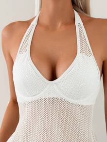 SHEIN Swim 夏季女士挂脖式比基尼套装婚礼 - 黑色 - 查看 5
