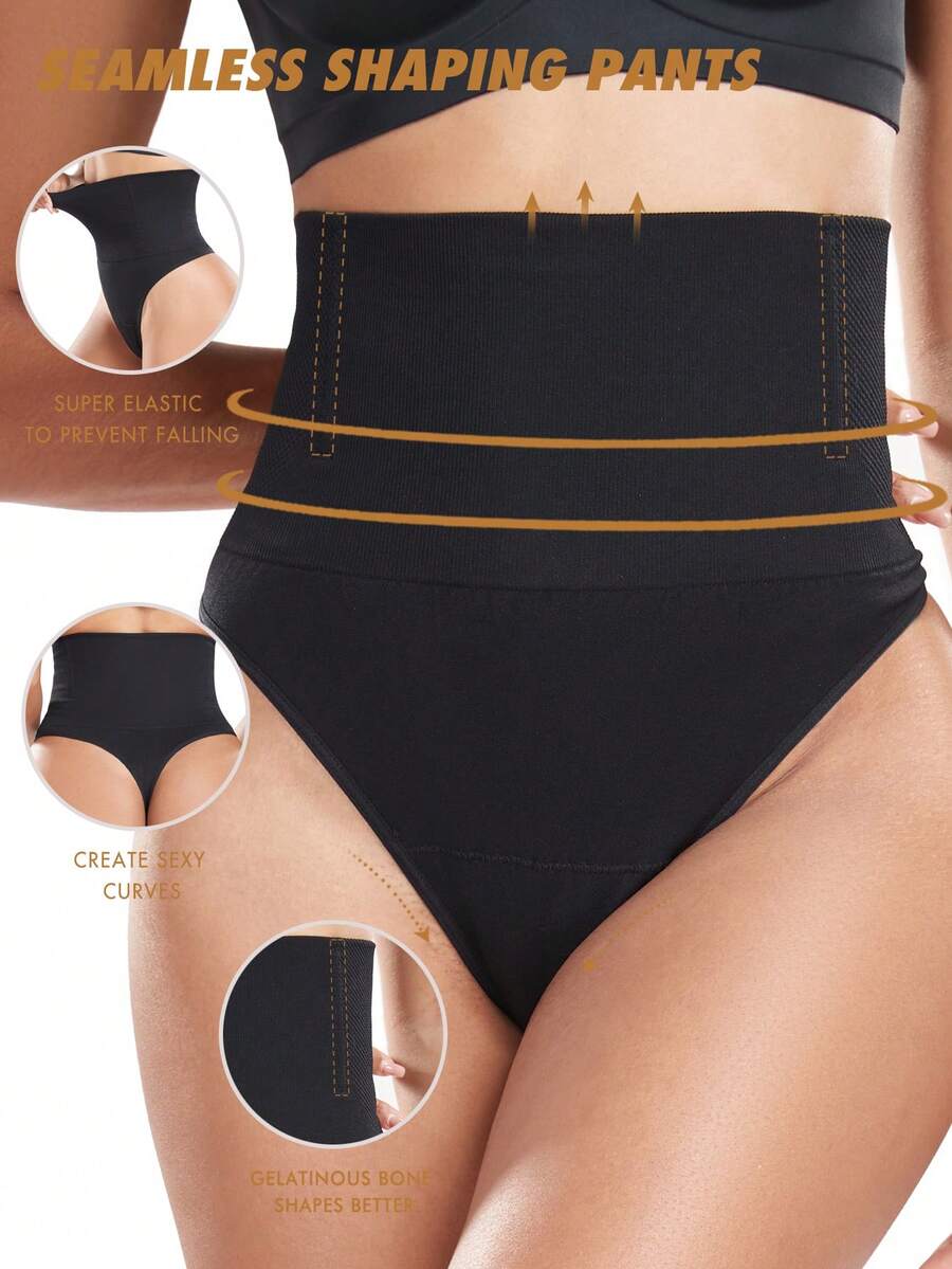 1 Miếng Quý cô Liền mạch Tam giác Máy ép Đồ lót Đối với Eo Điều khiển - màu đen - Xem 1