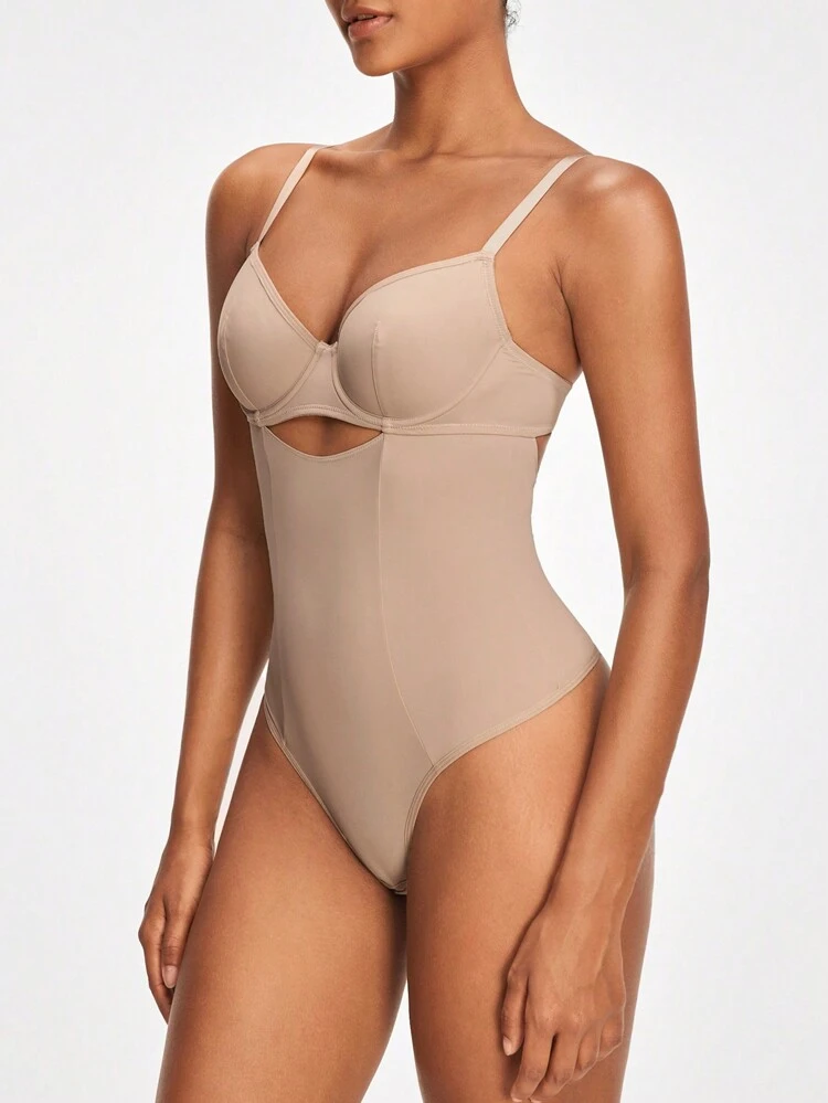 Women's Solid Color Slim Strap Hollow Out Bodysuit