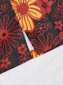 Dreamara Plus Size Women's Floral Printed High Split Skirt