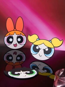 THE POWERPUFF GIRLS X SHEIN 3pcs/Set Cartoon Blossom, Bubbles, Buttercup Pattern Cup Coaster