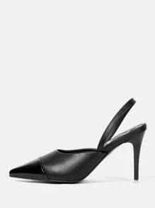 SheIn ICON Fashionable And Sexy French-Style Hollow Out Ankle Strap Pointed Toe High Heel Shoes - Black - View 8