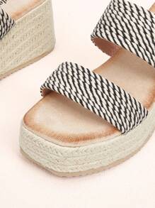 Styleloop Women'S Rope Wedge Sandals - Black - View 3