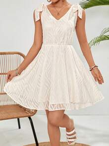 SHEIN VCAY V-ausschnitt Damen Schulterknoten Ärmelloses Kleid