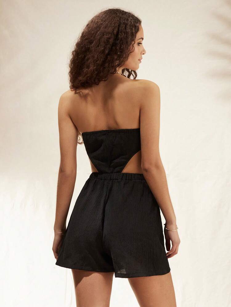 Hollow Out Bandeau Romper For Women