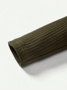 嬰兒男童合身睡衣休閒實色圓領上衣和腹部保護長褲家居套裝共2件 - 軍綠色 - 查看 7