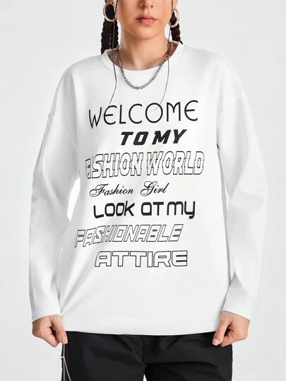 Street Sport Camiseta Deportiva Con Hombros Caídos Y Eslogan Impreso