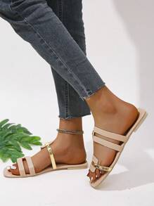 時尚涼鞋適用於女士雙色剪裁設計涼拖