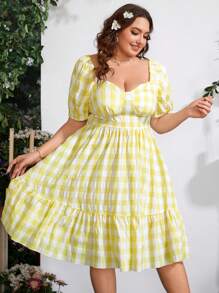 Sunnyshic Kích thước lớn Kẻ sọc Ống tay áo Đầm - Nhiều màu - Xem 3