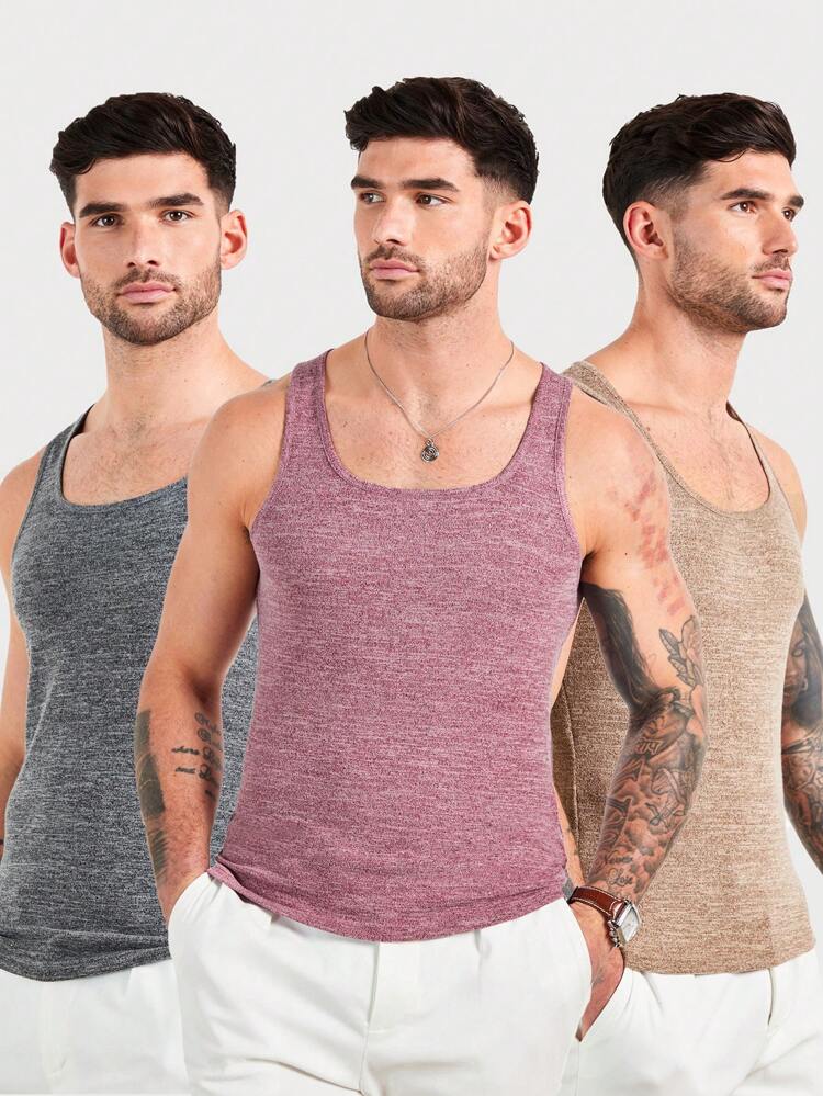 F21 Forever 21 Men's Casual Multi-Piece Floral Gauze Gray Pink Khaki Slim Fit Tank Top