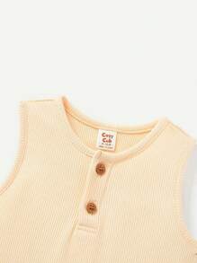 Cozy Pixies 3 件男嬰柔軟針織純色圓領無袖連身衣 - 綠色 - 查看 6