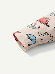 Cozy Pixies Baby Boy Snug Fit Pajama Set, Round Neck Dinosaur Pattern Short Sleeve Top, Solid Color Pants And Top, 4Pcs/Set Homewear Matching Set - Multicolor - View 8