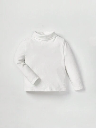 Cozy Pixies Bebis Tjejer Stickad Mjukt Casual Basic Enfärgad Halva Polokrage Tröja Lång Ärm Topp