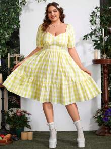 Sunnyshic Kích thước lớn Kẻ sọc Ống tay áo Đầm - Nhiều màu - Xem 1