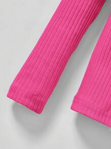 Cozy Pixies Rose Red Baby Girl Knitted Mesh Ruffle Hem Pullover And Striped Knitted Tee With Ruffle Hem - Hot Pink - View 6