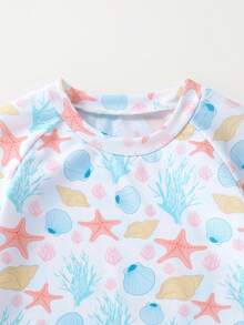 Baby Boy Coral Shell Starfish Printed Swimwear Set - Multicolor - View 3