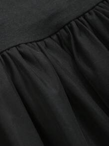 FRIFUL Ladies' Black Meshed Splicing Mesh Dress - Black - View 10