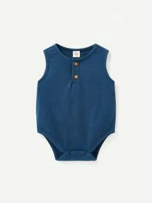 Cozy Pixies 3 件男嬰柔軟針織純色圓領無袖連身衣 - 綠色 - 查看 8