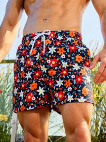 Surfspeed Men's Floral Printed Vacation Beach Shorts