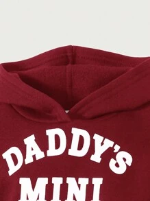 Cozy Pixies Baby Boy Letter Pattern Hoodie & Sweatpants Baby Hoodie Set - Burgundy - View 5