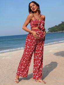 SHEIN Maternity 2pcs/Set Floral Print Cami Top & Pants
