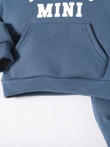 Cozy Pixies Bimbo Pantaloni sportivi e Felpa con cappuccio con grafica lettera con tasca a marsupio