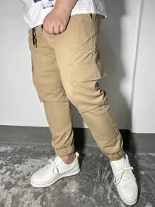 Manfinity Homme Pantalones cargo caqui para hombre para uso diario - Caqui - Ver 4