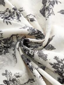 SHEIN MOD Women's Floral Print Halter Neck Dress - Black and White - View 4