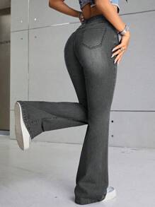 SHEIN EZwear 女性貓鬚梳整流褲 - 深灰色 - 查看 2